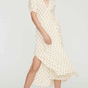 🧡Faithfull The Brand, Hana Wrap Dress Size 10/XL , Yellow floral 🧡